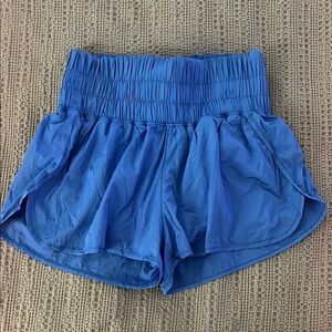 Blue Women's High Waisted Athletic Shorts